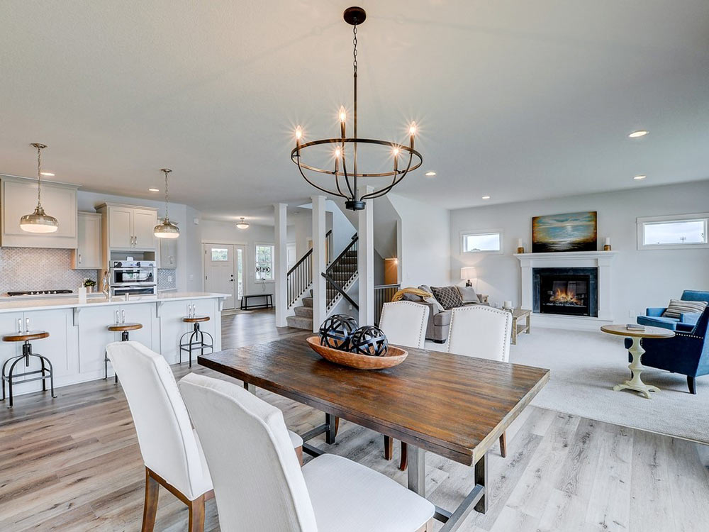 Dining room including kitchen and family room